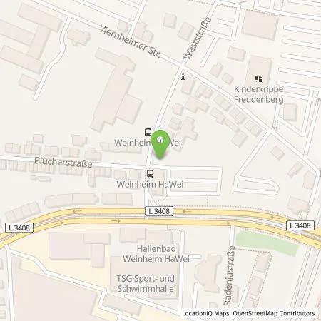 Standortübersicht der Tankstelle Stadtwerke Weinheim GmbH in 69469 Weinheim