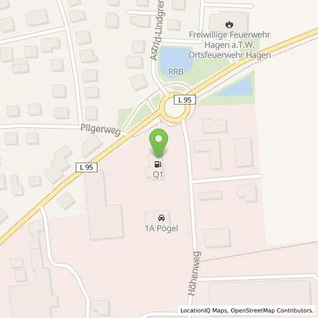 Standortübersicht der Tankstelle Q1 Energie AG in 49170 Hagen a.T.W.