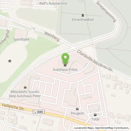 Standortübersicht der Tankstelle Autohaus Fritze GmbH & Co. KG in 99734 Nordhausen