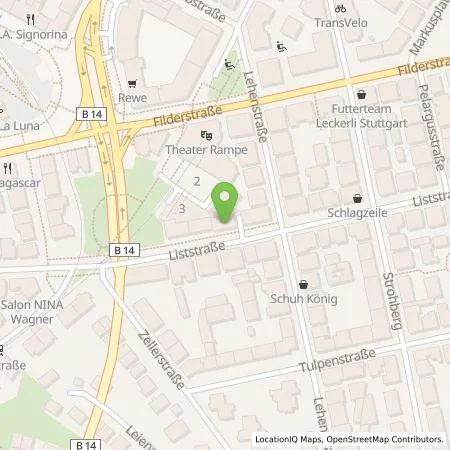 Standortübersicht der Tankstelle eze.network GmbH in 70180 Stuttgart