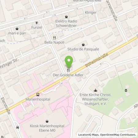 Standortübersicht der Tankstelle eze.network GmbH in 70178 Stuttgart