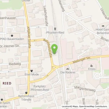 Standortübersicht der Tankstelle Elektrizitätswerke Reutte AG in 87459 Pfronten