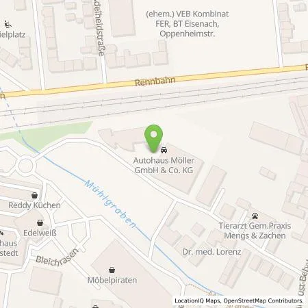 Standortübersicht der Tankstelle Autohaus Möller GmbH & Co. KG in 99817 Eisenach