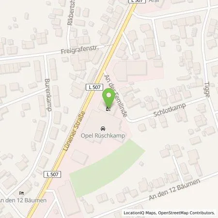 Standortübersicht der Tankstelle Franz Rüschkamp GmbH & Co. KG in 59368 Werne