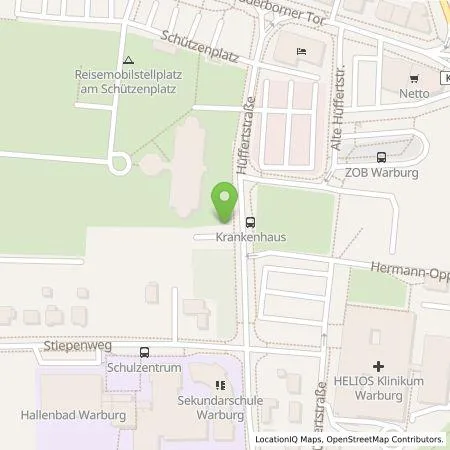 Standortübersicht der Tankstelle Stadtwerke Warburg GmbH in 34414 Warburg