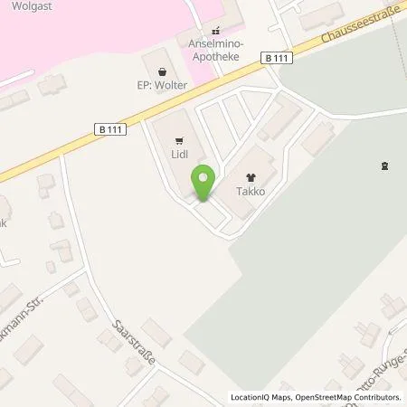 Standortübersicht der Tankstelle E aktiv markt Frank Breinlinger e.K. in 17438 Wolgast