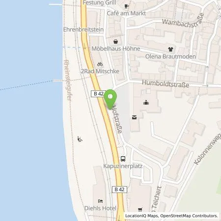 Standortübersicht der Tankstelle Energieversorgung Mittelrhein AG in 56077 Koblenz