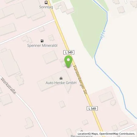 Standortübersicht der Tankstelle Auto Henke GmbH in 33142 Büren