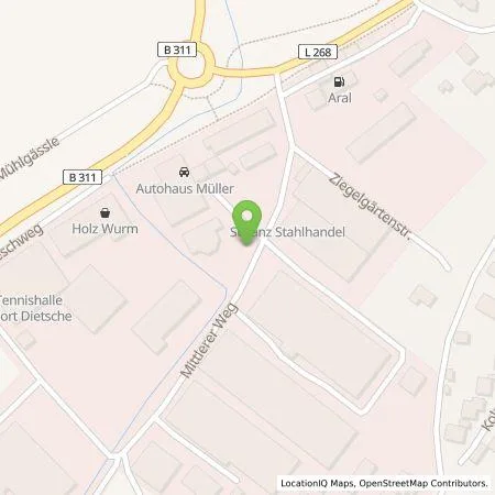 Standortübersicht der Tankstelle Autohaus Ernst Müller GmbH & Co. KG in 88512 Mengen