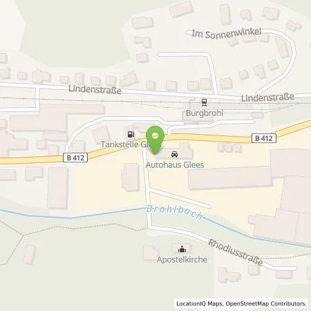 Standortübersicht der Tankstelle Autohaus Glees GmbH in 56659 Burgbrohl