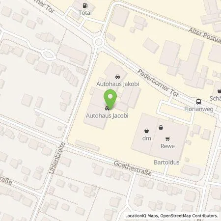 Standortübersicht der Tankstelle Autohaus Jacobi GmbH & Co. KG in 34414 Warburg