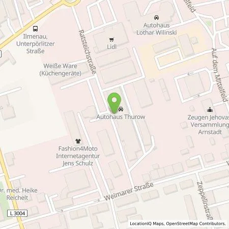 Standortübersicht der Tankstelle Autohaus Thurow GmbH in 98693 Ilmenau