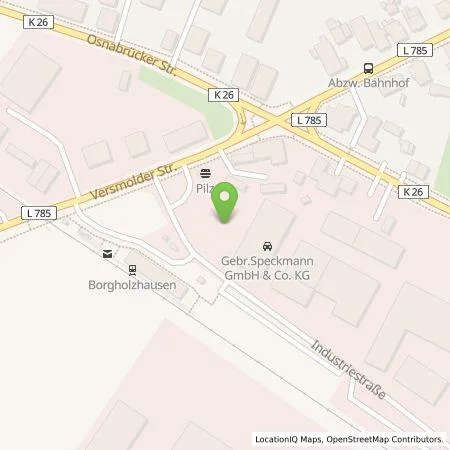 Standortübersicht der Tankstelle Gebr. Speckmann GmbH & Co. KG in 33829 Borgholzhausen
