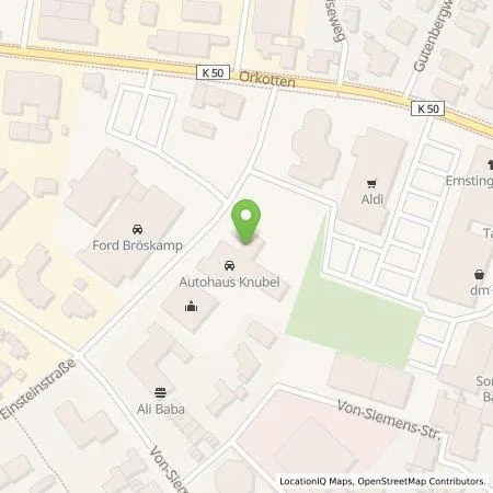 Standortübersicht der Tankstelle Knubel GmbH & Co. KG in 48291 Telgte