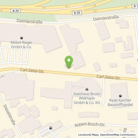 Standortübersicht der Tankstelle Autohaus Bruno Widmann GmbH & Co. KG in 73431 Aalen