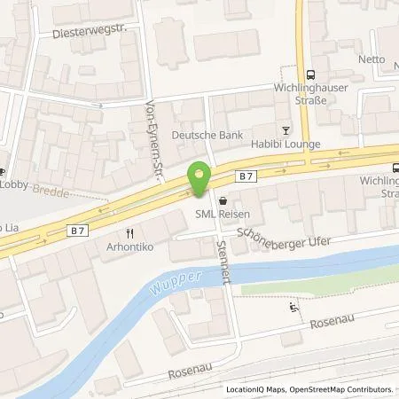 Standortübersicht der Tankstelle WSW Energie & Wasser AG in 42275 Wuppertal