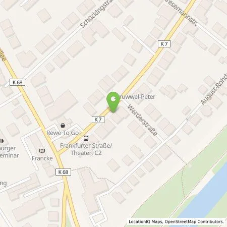 Standortübersicht der Tankstelle Erneuerbare für Marburg-Biedenkopf GmbH & Co. KG in 35037 Marburg