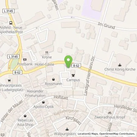 Standortübersicht der Tankstelle Oberhessische Versorgungsbetriebe AG in 36304 Alsfeld