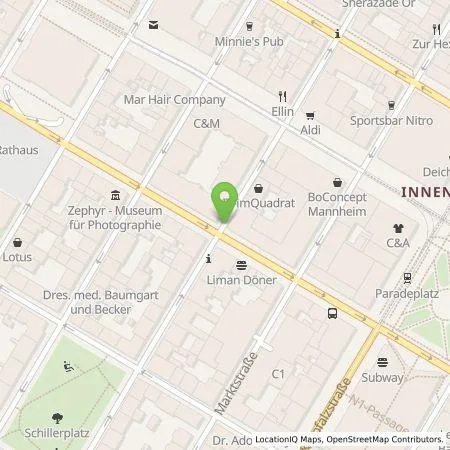 Standortübersicht der Tankstelle Sparkasse Rhein Neckar Nord AdöR in 68159 Mannheim