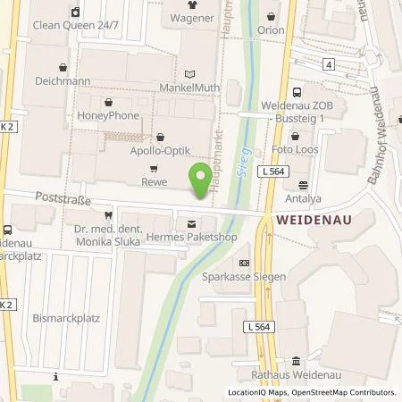 Standortübersicht der Tankstelle Stadt Siegen in 57076 Siegen