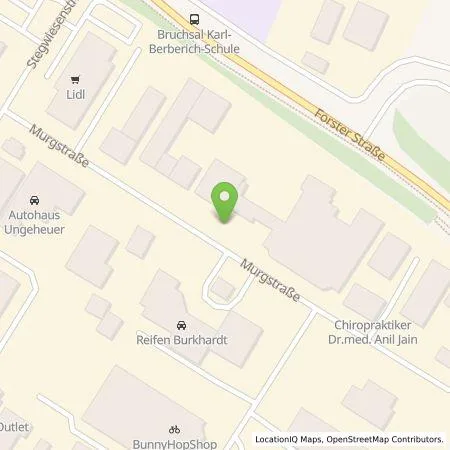 Standortübersicht der Tankstelle Graf Hardenberg GmbH - Bruchsal in 76646 Bruchsal