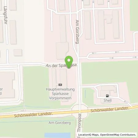 Standortübersicht der Tankstelle Sparkasse Vorpommern in 17489 Greifswald