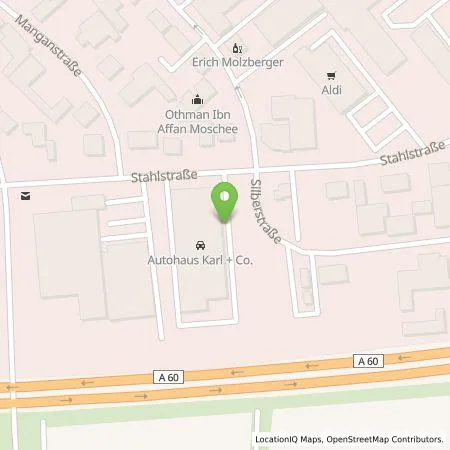 Standortübersicht der Tankstelle Autohaus Karl + Co. GmbH & Co. KG in 65428 Rüsselsheim