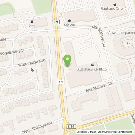 Standortübersicht der Tankstelle Autohaus Karl + Co. GmbH & Co. KG in 55129 Mainz