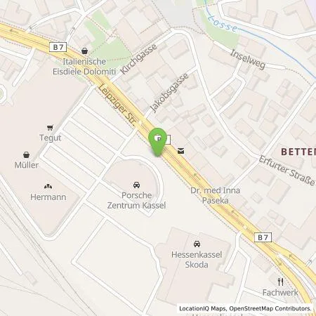 Standortübersicht der Tankstelle Glinicke Energie+Service GmbH in 34123 Kassel