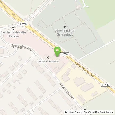 Standortübersicht der Tankstelle Autohaus Becker-Tiemann Bielefeld GmbH & Co. KG in 33689 Bielefeld