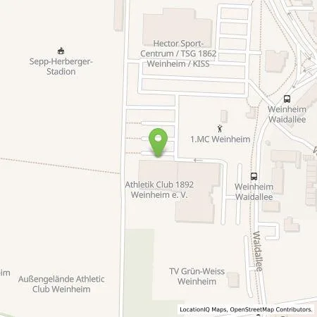 Standortübersicht der Tankstelle Athletik Club 1892 Weinheim e.V. in 69469 Weinheim