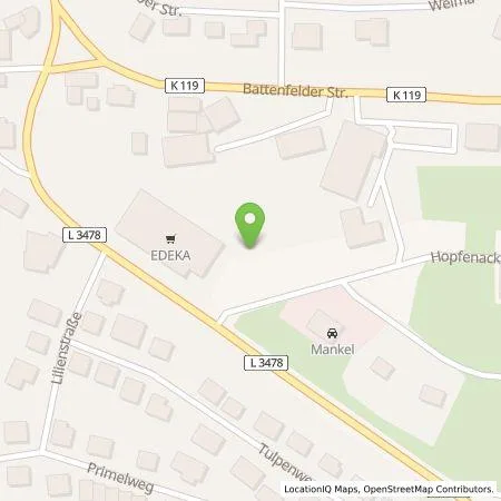 Standortübersicht der Tankstelle Edeka Welker e.K. in 35088 Battenberg