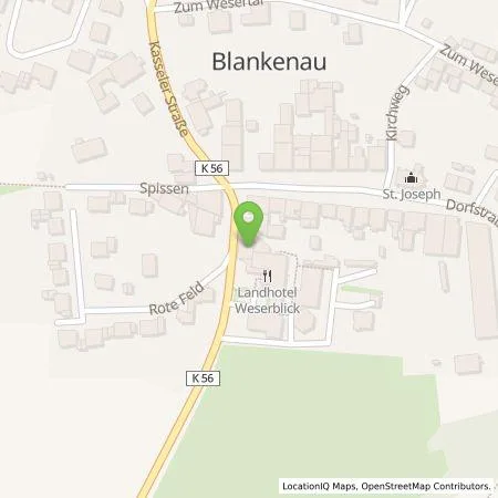 Standortübersicht der Tankstelle Landhotel Weserblick GmbH & Co. KG in 37688 Beverungen-Blankenau
