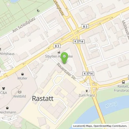 Standortübersicht der Tankstelle Stadtwerke Rastatt Service GmbH in 76437 Rastatt