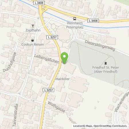 Standortübersicht der Tankstelle Stadtwerke Weinheim GmbH in 69469 Weinheim