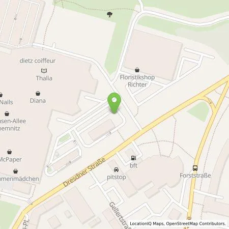 Standortübersicht der Tankstelle EWE Go GmbH in 09130 Chemnitz