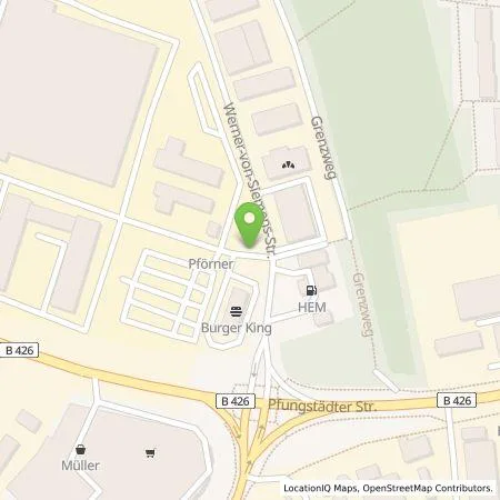 Standortübersicht der Tankstelle Tesla Germany GmbH in 64319 Pfungstadt