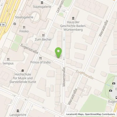 Standortübersicht der Tankstelle Stadtwerke Stuttgart GmbH in 70182 Stuttgart