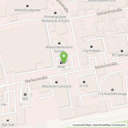 Standortübersicht der Tankstelle Shell Deutschland GmbH in 67663 Kaiserslautern