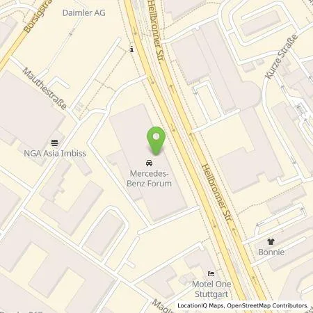 Standortübersicht der Tankstelle Mercedes-Benz High-Power Charging Europe GmbH in 70469 Stuttgart