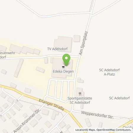 Standortübersicht der Tankstelle Degen-Food GmbH & Co KG in 91325 Adelsdorf