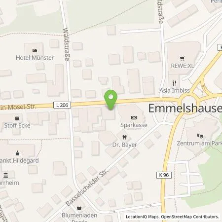 Standortübersicht der Tankstelle Volksbank Rhein-Nahe-Hunsrück eG in 56281 Emmelshausen