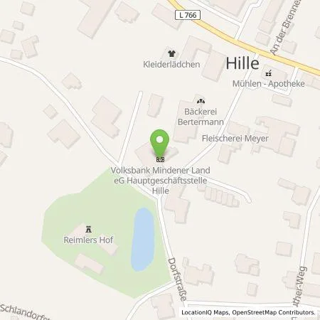 Standortübersicht der Tankstelle Volksbank in Ostwestfalen eG in 32479 Hille