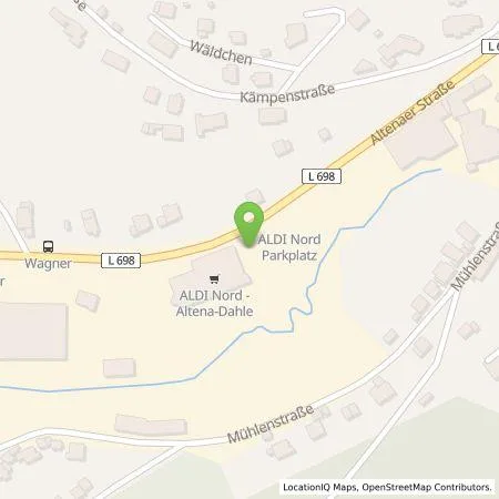 Standortübersicht der Tankstelle ALDI Nord Deutschland Stiftung & Co. KG in 58762 Altena