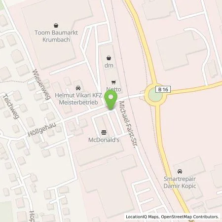 Standortübersicht der Tankstelle EWE Go GmbH in 86381 Krumbach (Schwaben)