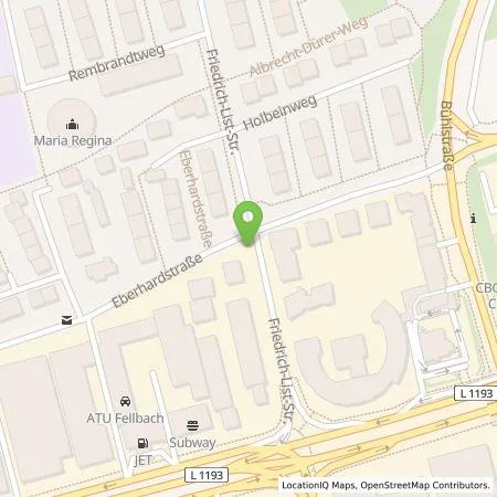 Standortübersicht der Tankstelle Neue Energie Fellbach GmbH in 70736 Fellbach