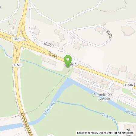 Standortübersicht der Tankstelle Servicewerke Westfalen GmbH & Co. KG in 59581 Warstein