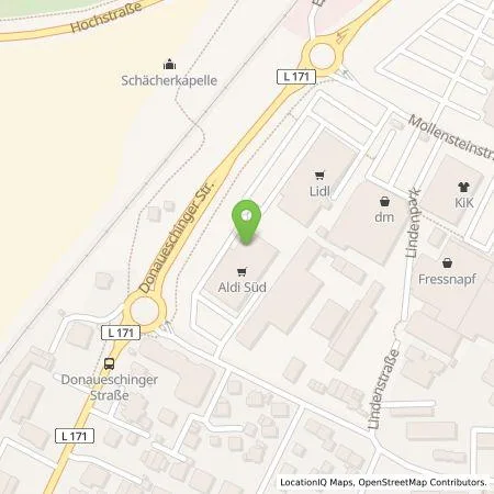 Standortübersicht der Tankstelle ALDI SÜD Immobilienverwaltungs-GmbH & Co. oHG in 78183 Hüfingen