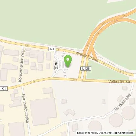 Standortübersicht der Tankstelle JET Tankstellen Deutschland GmbH in 42579 HEILIGENHAUS
