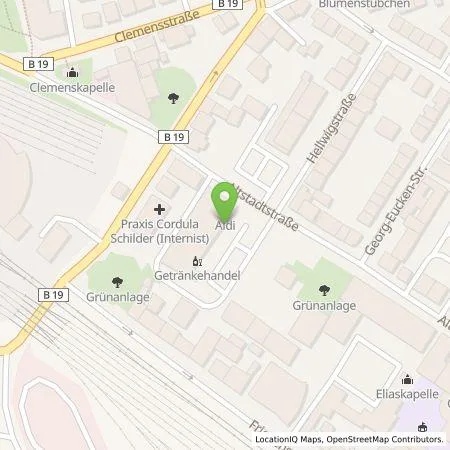 Standortübersicht der Tankstelle ALDI Nord Deutschland Stiftung & Co. KG in 99817 Eisenach